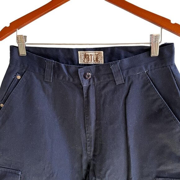 BTLU Cargo Shorts Mens 30 Blue Cotton Button & Zip Slash Pockets Drawstring Leg - Picture 5 of 13